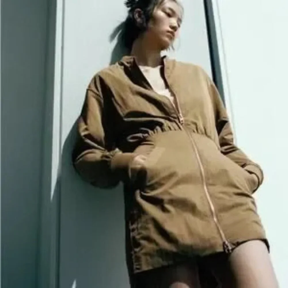 Zara NWT Puff Bomber Full Zip Mini Dress XS MINIMALIST QUIET FLEX MODERN COUTURE - Picture 6 of 17